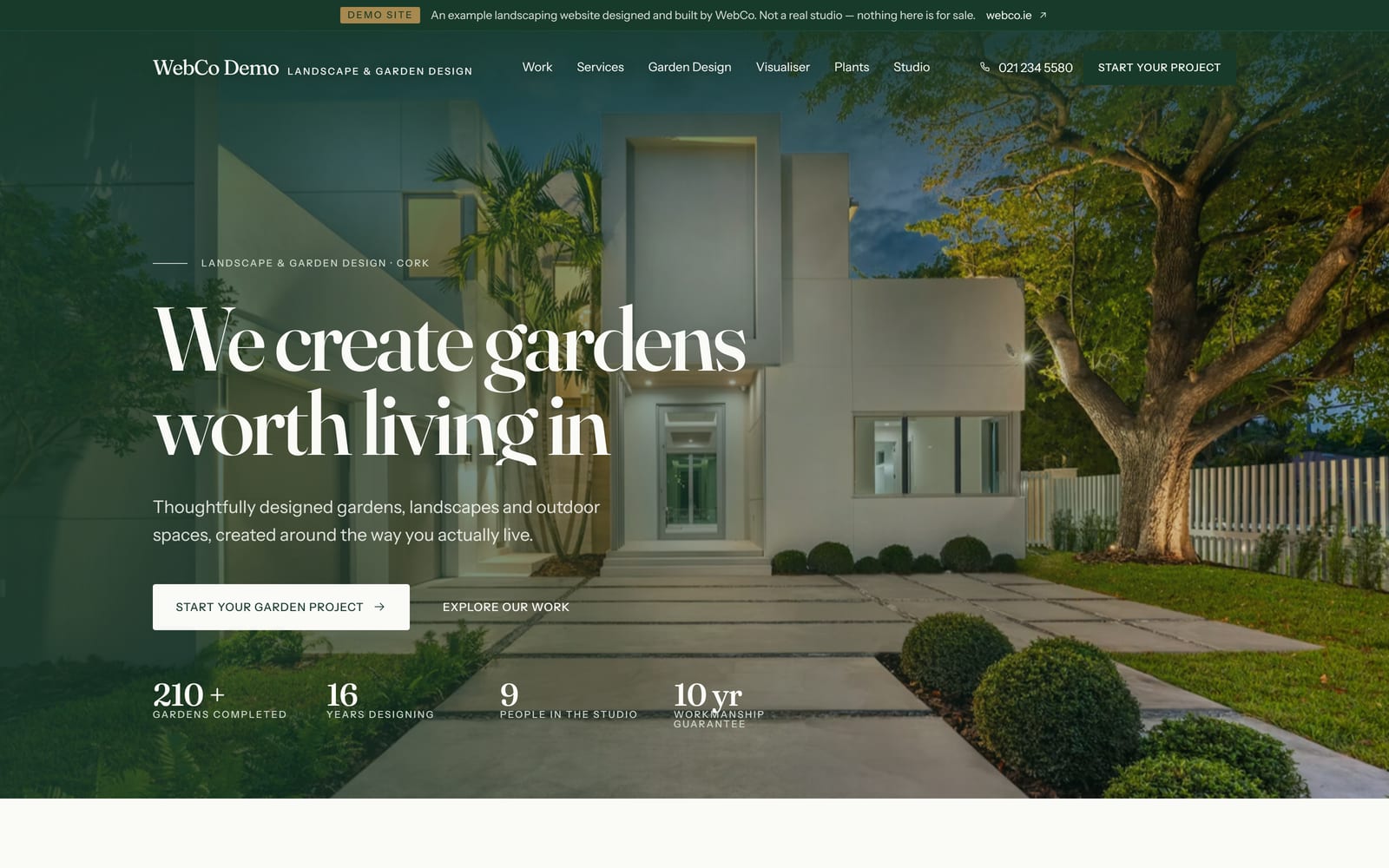 The landscaping demo site we built, at landscaping.webco.ie
